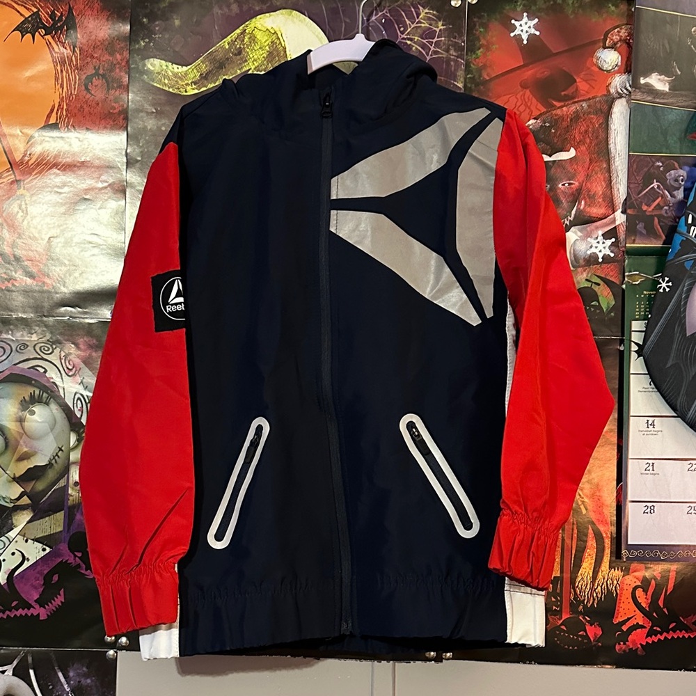 Reebok Navy and Red Jacket with Silver Accents
